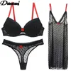 Slips und Höschen DaiNaFang Sexy hochwertiges Damen-Dessous-Set mit Seidenblumen-Spitze, Push-Up-BH-Sets, ausgehöhltes Höschen und BH-Unterwäsche L2403