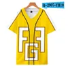 Letnia Moda Mężczyźni Jersey Red White Yellow Multi 3D Print Krótki Rękaw Hip Hop Luźne Koszulki Koszulki Baseball T Shirt Cosplay Costume 063