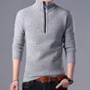 Designer Mens Turtleneck Sweater Men Solid Casual Slim Fit Pullovers Male Brand Half Zipper Thick Knitted Sweater Pullovers Plu