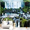 modern wallpapers for living room Waterfall wallpaper river white crane 3D TV background wall