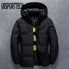 URSPORTTECH Winter Jacket Mens High Quality Thermal Thick Coat Snow Red Black Parka Male Warm Outwear White Duck Down Jacket Men 211206