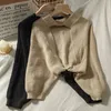 Ezgaga tweedelige set vrouwen trui herfst korea mode dames korte losse een stuk gebreide vest uitloper en binnen vest 210430