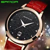 WristWatches Sanda Mulheres Simples Relógios Criativos Gold Star Dial Strap Waterproof Quartz Pulso Relogio Feminino