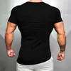 T-shirt da palestra per abbigliamento solido di marca T-shirt da uomo aderente in cotone attillato da fitness da uomo Bodybuilding T-shirt estiva da uomo 210629