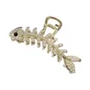 Pearl Rhinestone Metal Clamps Ladies Peacock Tail Fish Bone Shape Large Hair Claw Ny Temperament Headdress