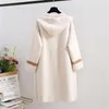 Kvinnors Tröjor Vinter Mink Cashmere Long Cardigan Coat Hooded Knitting Sweater Kvinnor Lös Casual Tjock varmt ytterkläder Kvinna