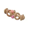 DIY Natural Wooden Baby Pacifiers Crochet Beads Beads Teether Infant Ending Teeth Newborn Town Toys 1383 B3