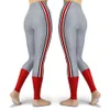 Ao ar livre casual magro impresso das mulheres esporte leggings femme cor fresca listrado magro elástico treino azul legging xl