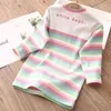 Baby Rainbow Dress Spring Autumn Kids Clothes Children's College Style Casual Wear Leisure Dresses For Girls 210625