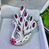 Naturalny Real Garnet 925 Sterling Silver Swan Broszka 4 * 8mm 8 sztuk Gemstone