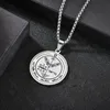 Pendant Necklaces Silver Color Key Of Solomon Men's Necklace Round Stainless Steel Seals The Seven Archangels Woman Men Jewelry