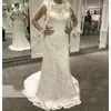Luxury Full Lace Mermaid Wedding Dresses Scoop Neck Sleeveless Bridal Gown Plus Size Vestiods Bridal Gowns