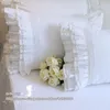 Princess Pure White Double Layer Lace Flounced Cotton Wedding Bedding Pillowcase pillow cover 220217