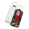 Sublimation Blank PU Leather Keychain Pendant Stainless Steel Key Ring Heat Transfer DIY Keychains Creative Decoration Gift