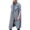 Mode Design Högkvalitativ Kvinnor Vinter Lapel Wool Coat Button Trench Jacket Loose Plus Overcoat Outwear Kvinnor