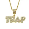 Pendant Necklaces Hip Hop Rhinestones Paved Bling Iced Out TRAP Letter Pendants Necklace For Men Rapper Jewelry Drop