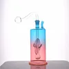 Brûleur à mazout en verre coloré Bong Narguilé 10 mm Tuyaux d'eau pour fumer avec épais Pyrex Clear Heady Recycler Dab Rig Bongs à main avec tuyau de brûleur à mazout en verre mâle Dhl gratuit