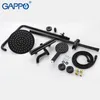 GAPPO Thermostat-Duschsystem, Chrom-Schwarz-Wasserhahn, Badezimmer, Badewanne, Duscharmatur-Set, Wasserfall-Regenduschkopf, Badewannenarmaturen X0705