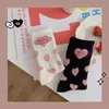 New Style Middle Tube Socks Female Korean Heart Trend Japanese Lovely Student Black White Sweet Kawaii Casual Women Loose Socks