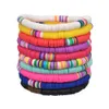 Dam Polymer Clay Disc Bead Charm Armband Rainbow Heishi Pärlor Smycken Boho Färgglada Smycken Sträcka Armband