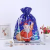 2021 Christmas gift wrapping bag drawstring Santa Candy Sack Snowflake New Year Lucky Bags Decorative storage packaging supplies