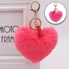 القلب pompom keychain متعدد الألوان pompom مفتاح سلسلة سيدة حقيبة يد كيرينغ اليدوية شرابة الملحقات مفتاح سلسلة قلادة الديكور