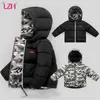 LZH 2021 crianças para baixo jaqueta acolchoado jaqueta para crianças camuflagem roupa dupla vestuário roupas para meninos outono inverno bebê meninos casaco H0909