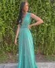 Basit Yeşil Şifon Gelinlik Modelleri Çıkarılabilir Uzun Kollu V Boyun Abiye giyim Artı Boyutu Kadınlar Ocaklar Kıyafet