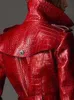 Женский кожаный плащ из искусственной кожи Lautaro, осенний длинный красный плащ с крокодиловым принтом для женщин, двубортный с поясом, элегантный, модный в британском стиле