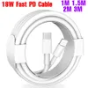 18W Hızlı Şarj PD USB kabloları 1m 1.5m 2m 3m Tip C USB-C İPhone 7 8 x 12 13 Pro Max iPad Mini iPod için Yıldırım Kablosu