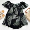 Summer Beach Estilo Holiday Strapless Decote Ruffled Tubo Top Slim Vestido Curto Mulheres 210507