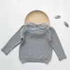 Baby Girls Sweater Autumn Toddlers Crianças Tops Tops Coreano Estilo Puro Cor Peter-Pan Collar Suéteres 211201