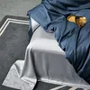 LIV-ESTHETE 100٪ الحرير الأزرق رمادي الفراش مجموعة 25 الأم الملكة الملك حاف الغطاء السرير ورقة مجهزة ورقة سويتو للجمال النوم 210319