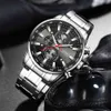 Curren Watch Men's Wristwatch with Stainless Steel Band Fashion Quartz Clock Chronograph Luminous Pointers Unique Sports Watches Q0524