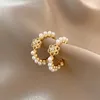 biżuteria 18K Gold PlASE Designer Ear Stud Kolczyki marki projektanci geometrii listy mody mody Kryształ perłowy na przyjęcie weselne kiderlry u3gj