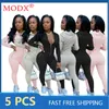 Women's Two Piece Pants Fall Women Tracksuits Zipper Hoodie + Legging Comfortable 2 Set Outfits Solid Color Bulk Items Wholesale Lots M8