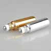 500 Stück 10 ml UV-Roll-on-Flasche Gold und Silber ätherisches Öl Stahl Metall Roller Ball Duft Parfüm RRB12801