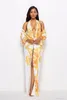 Sexy printed cloak bikini split suit swimwear set long sleeve cover up designer swimwear for women227v78262985516520