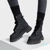 Designer- Plateaustiefel Freizeit Dicker Boden Leder Stiefeletten Herren Damen Runde Zehen Kurzer Runway-Temperament-Schuh