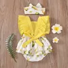 0-24M Summer Kid Baby Girl Rompers Animal Print Short Sleeve Ruffle Romper Jumpsuits+Headband Clothes Kids Clothes Gift