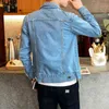 Осенняя высококачественная марка мужская мода бутик синий тонкий повседневная джинсовая куртка модный тонкий мужской пальто ковбой 2111217