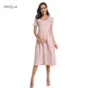 Polka Dot Plised Casual Macierzyńska Sukienka Krótki Rękaw Długość Kolana Ciężarna Odzież Odzież Damska Dress Dress G220309