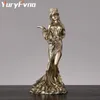 YuryFvna Greek Goddess of Luck and Fortune StatuesResin Blinded Lady Holding The Horn of Wealth Roman Figurines Home Decor 210607