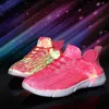 UncleJerry Size 25-47 New Summer Led Fiber Optic Shoes for girls boys men women USB Recharge glowing Sneakers Man light up shoes G1210