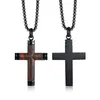 Pendant Necklaces Wood Material Cross Long Mens Pendants Chain Punk For Boy Male Stainless Steel Jewelry Creativity Gift Wholesale
