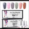 Graear Nail Polish Set 10 Satser Olika färger 6st / set Solid Färg 8ml UV Nail Gel Polish Top Coat Base Coat Fiq2U Amuxy