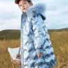 Russische junge Mädchen warme Mantel Winter Parkas Oberbekleidung Teenager Outfit Kinder Kind Mädchen Pelz Kapuzenjacke für 6 8 10 12 14 Jahre H0909