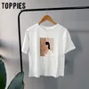 Toppie Art Abstract Stampa T-shirt Estate Top Pantaloncini Manica Slim T-shirt Donna Casual Tee 210722