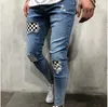 Heren gat jeans mode trend spring licht gewassen rits pocket potlood broek designer mannelijke hoge straat elasticiteit plus size denim broek