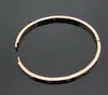 Size 17cm width 5mm women Hip hop girl deluxe thin tiny diamond bangle jewelry 316L stainless steel silver gold rose love bracelet226Y